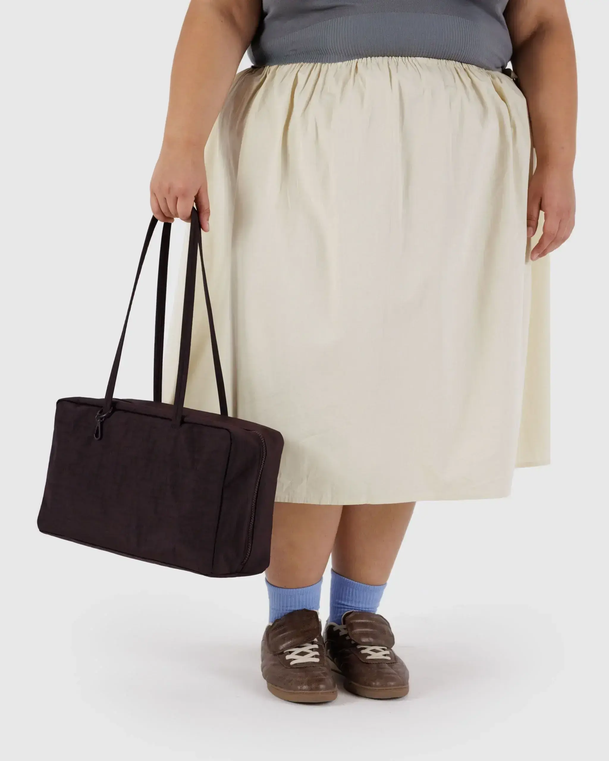 Medium Nylon Bowler Bag Chocolate Plum - Image 3