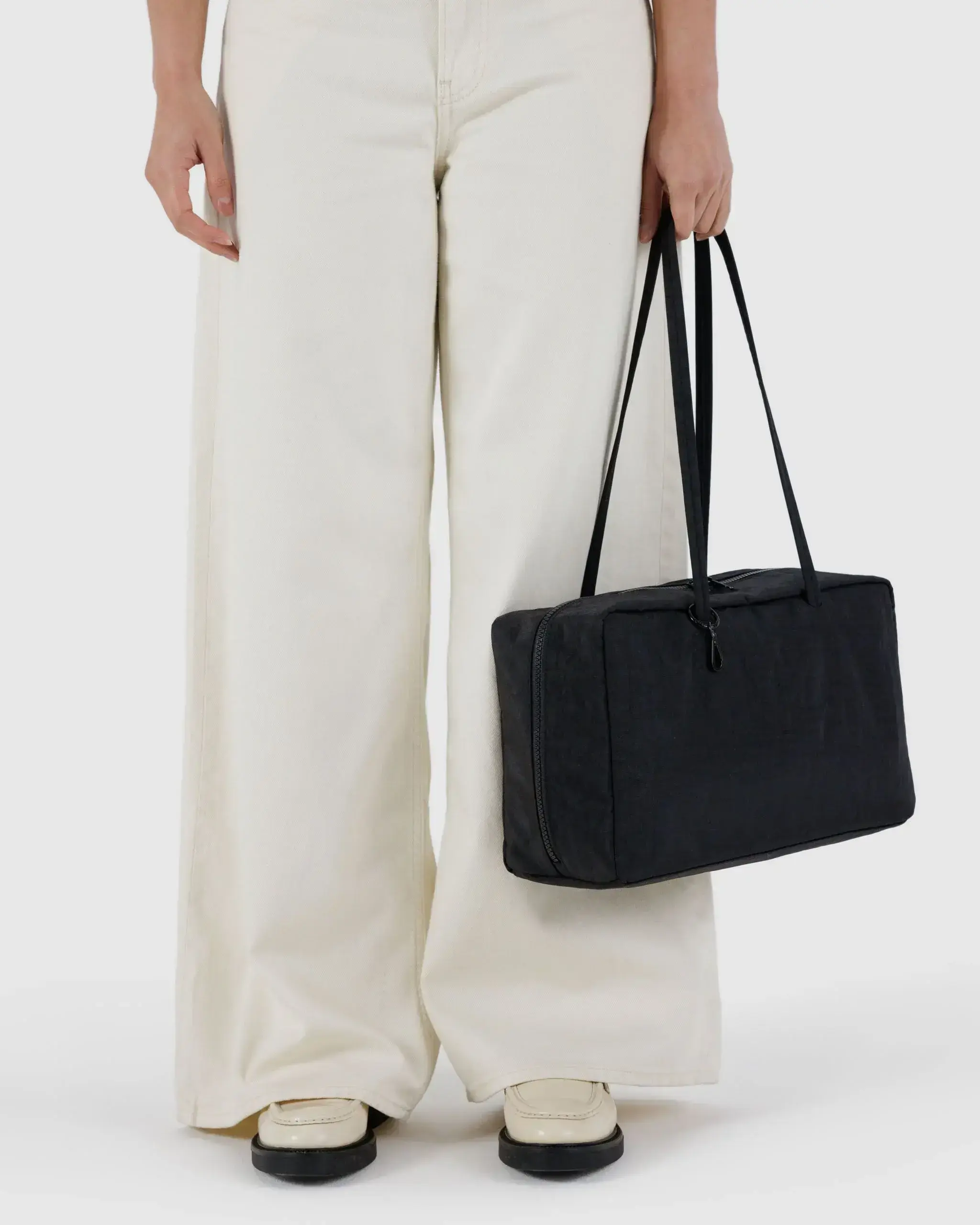 Medium Nylon Bowler Bag Black - Image 3