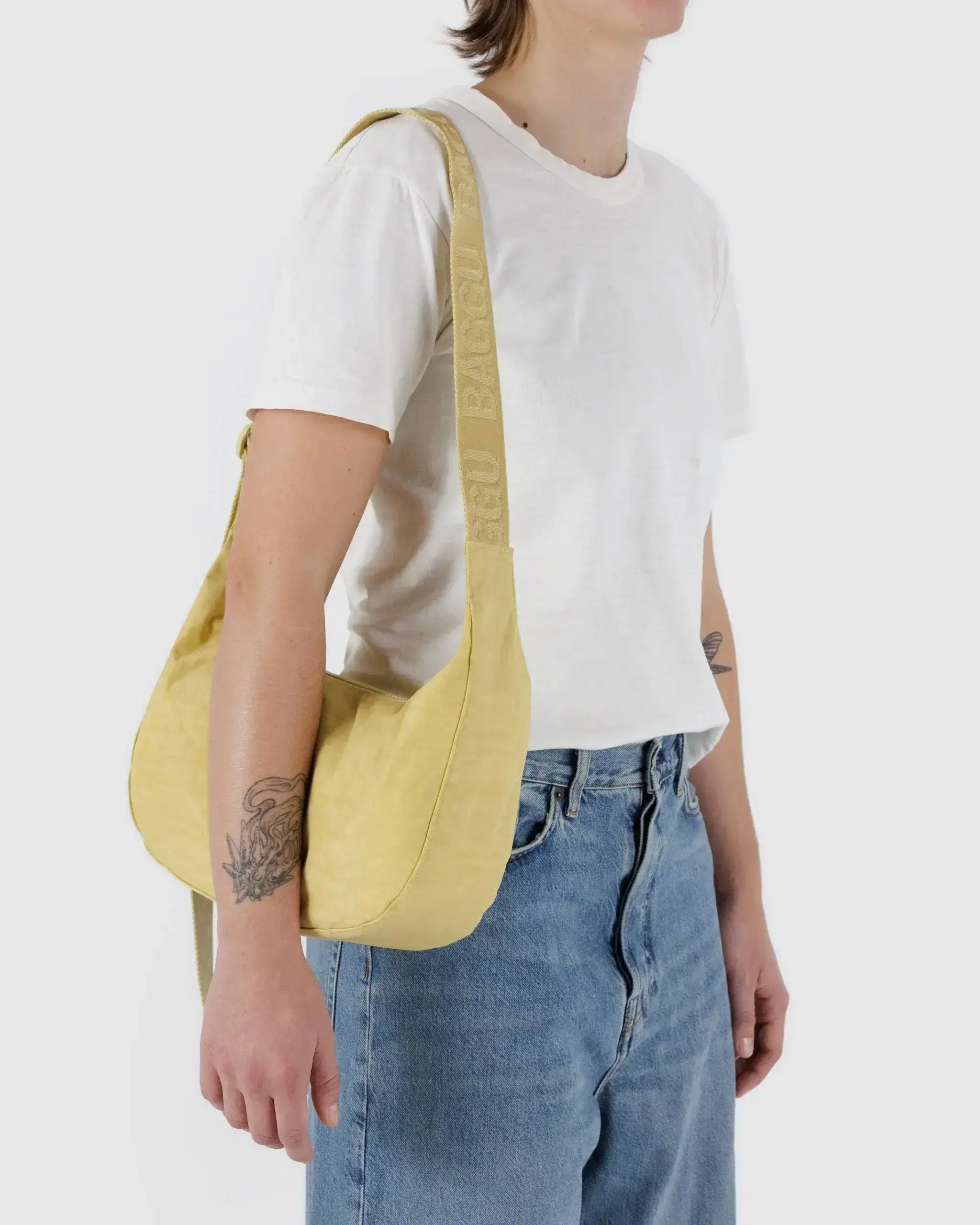 Medium Nylon Crescent Bag Butter - Image 3