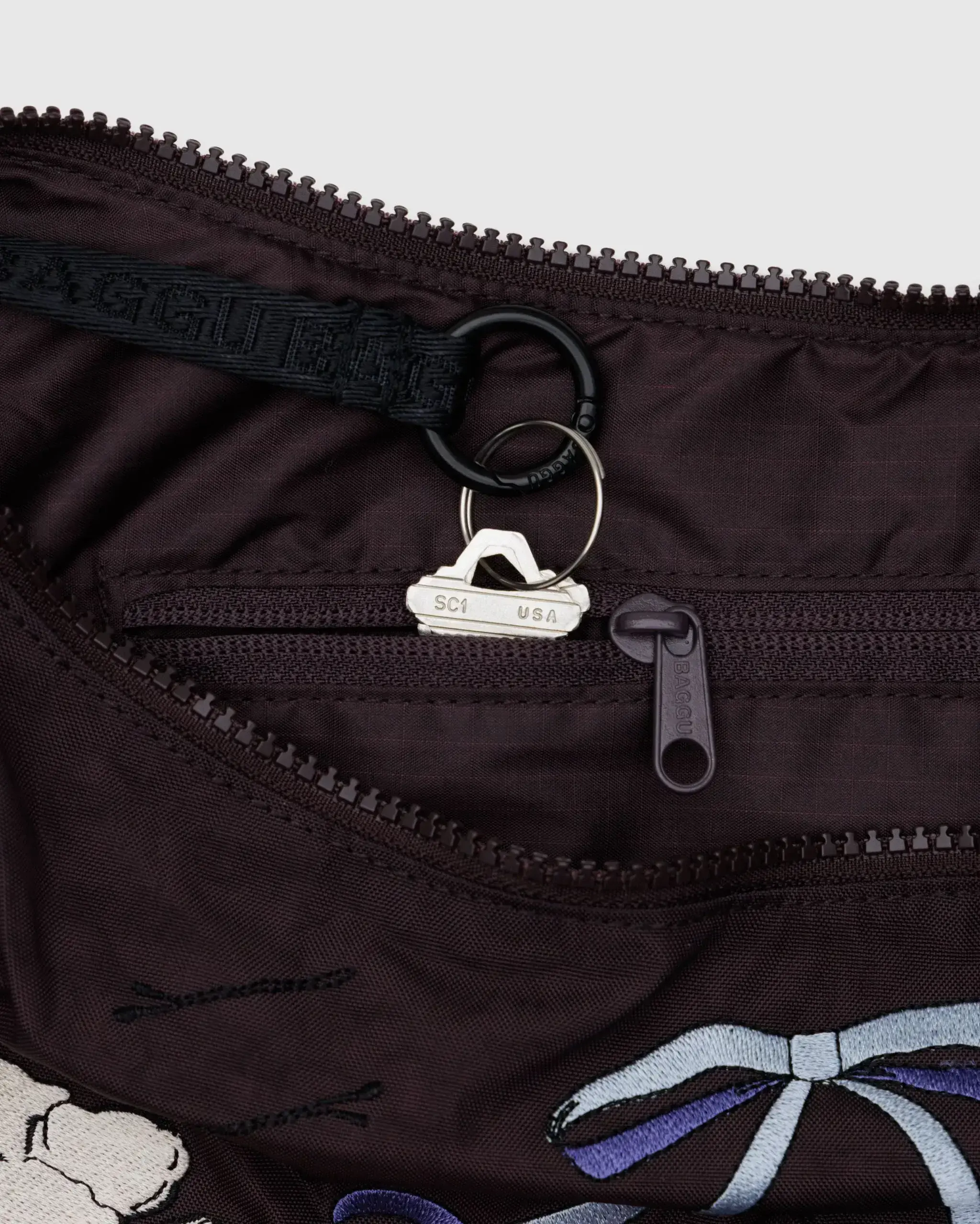 Medium Nylon Crescent Bag Embroidered Get Ready With Me - Image 4