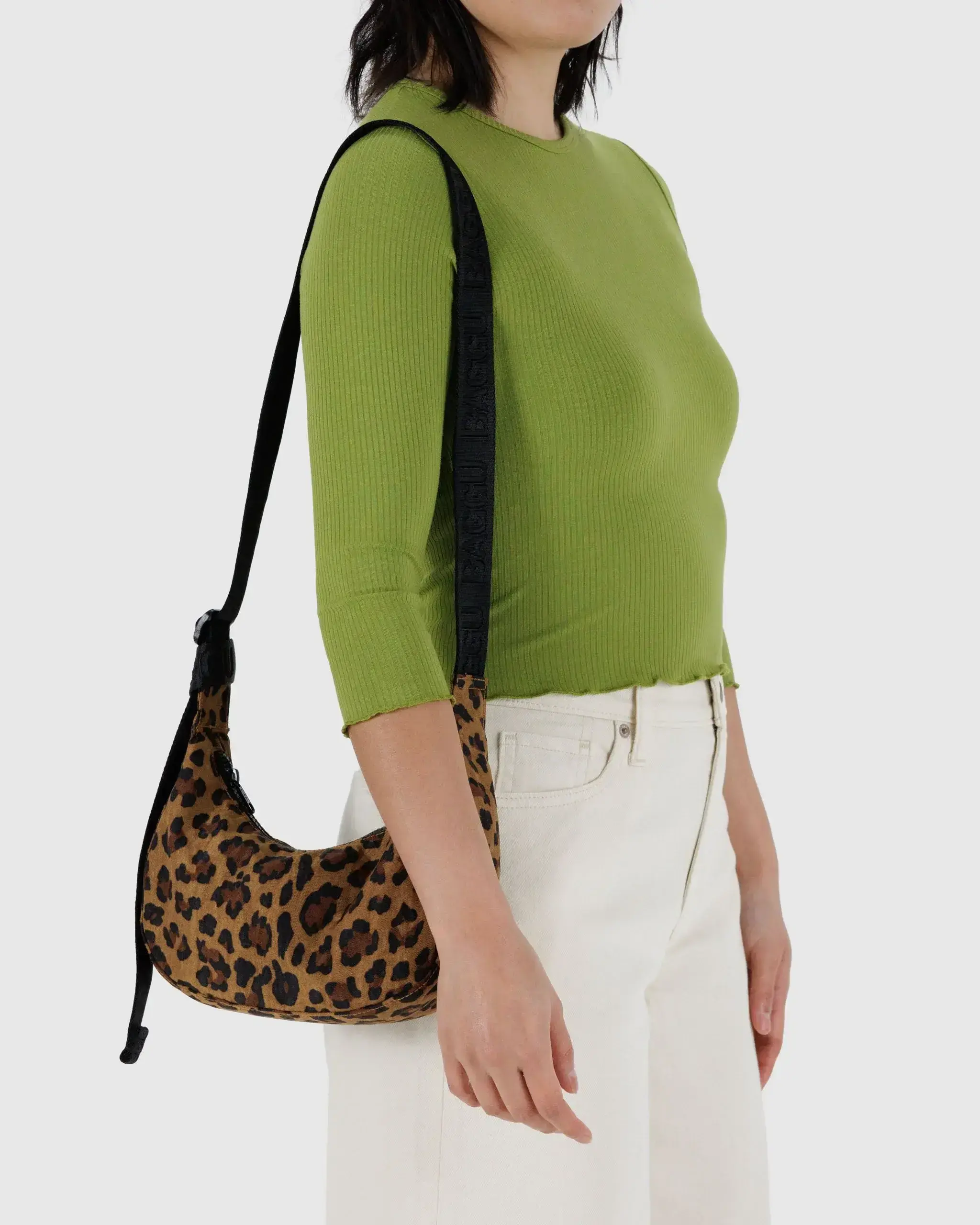 Small Nylon Crescent Bag Leopard - Image 3