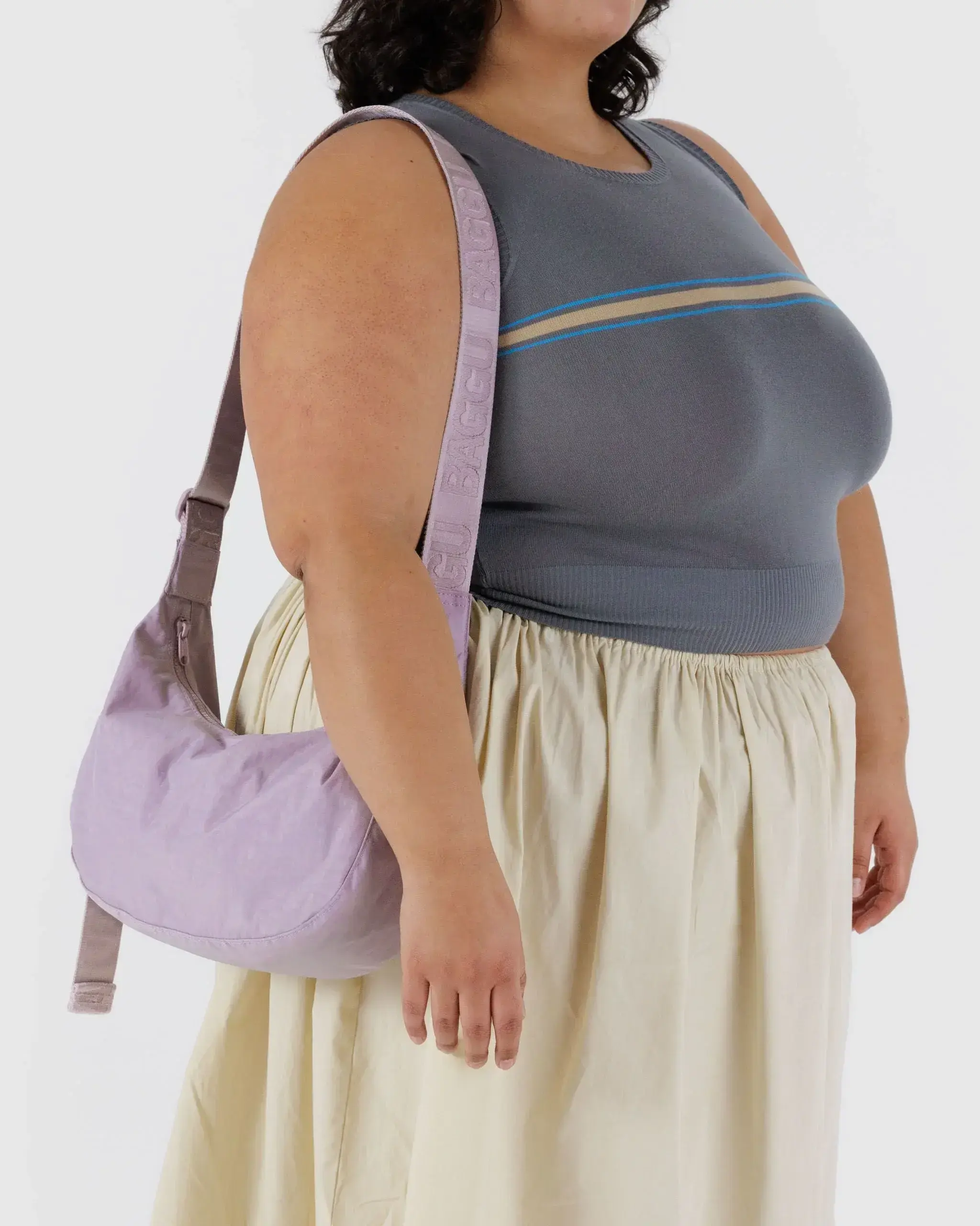 Medium Nylon Crescent Bag Dusty Pink - Image 3