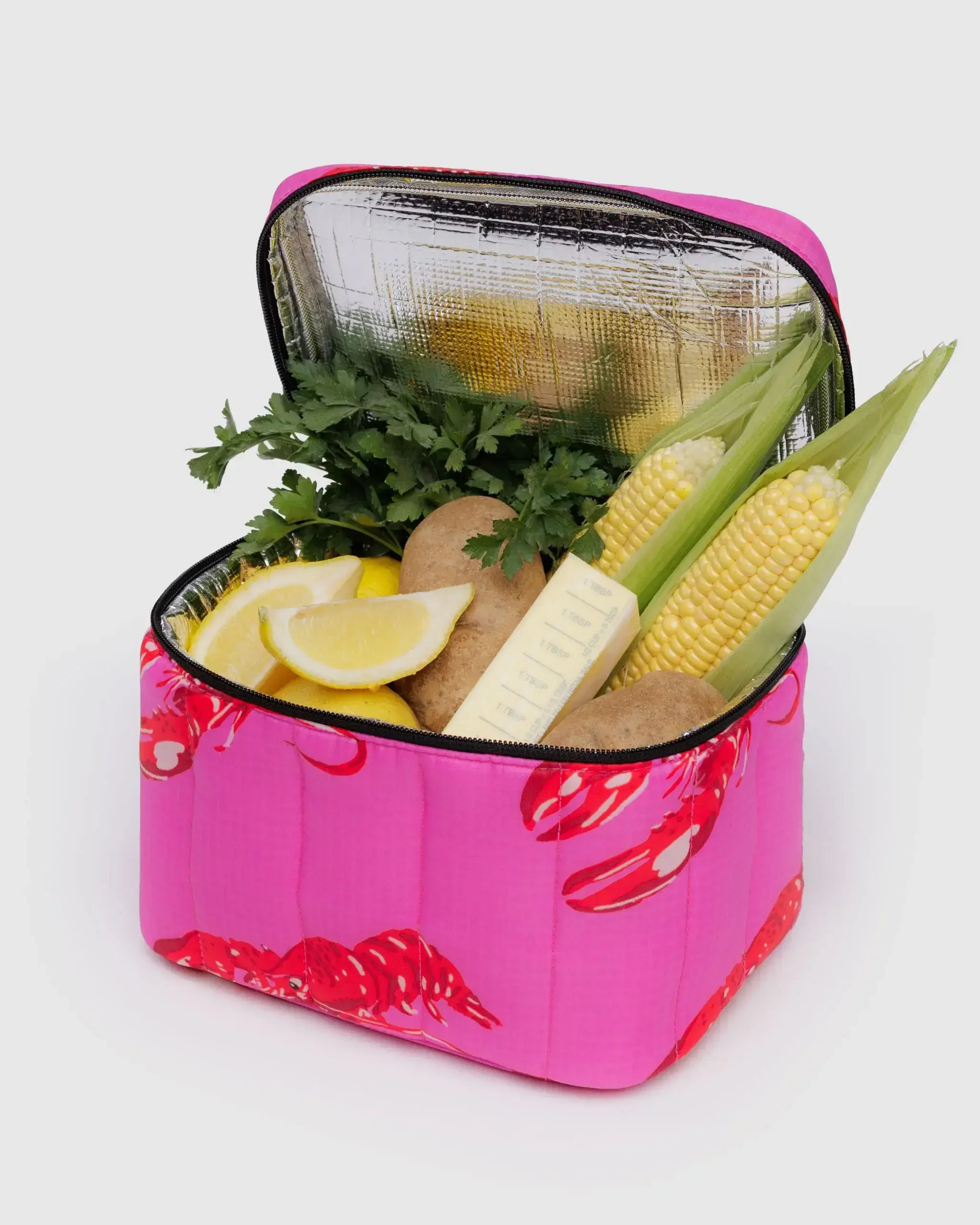 Puffy Lunch Bag Pink Lobster - Image 2